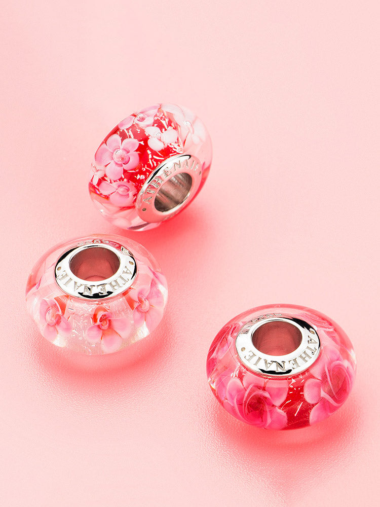 Murano glass rose charm bead bracelet styling