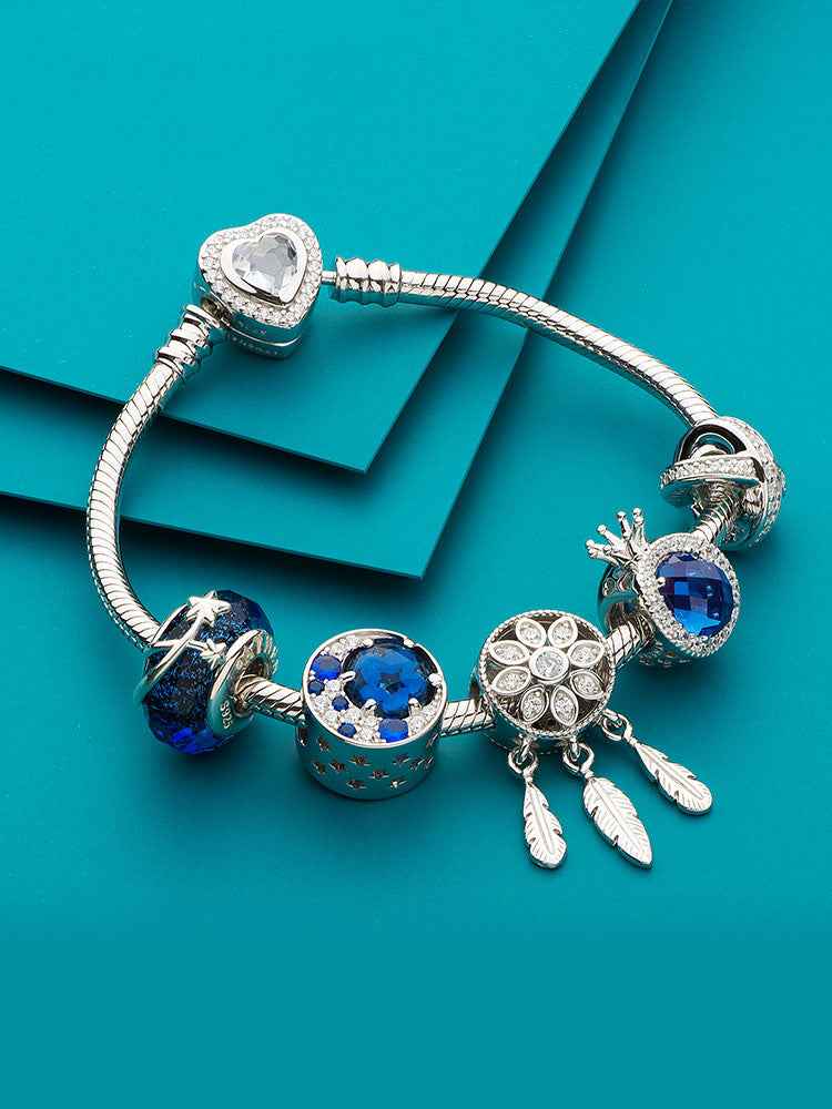 Murano glass shooting star charm bead bracelet styling by ATHENAIE