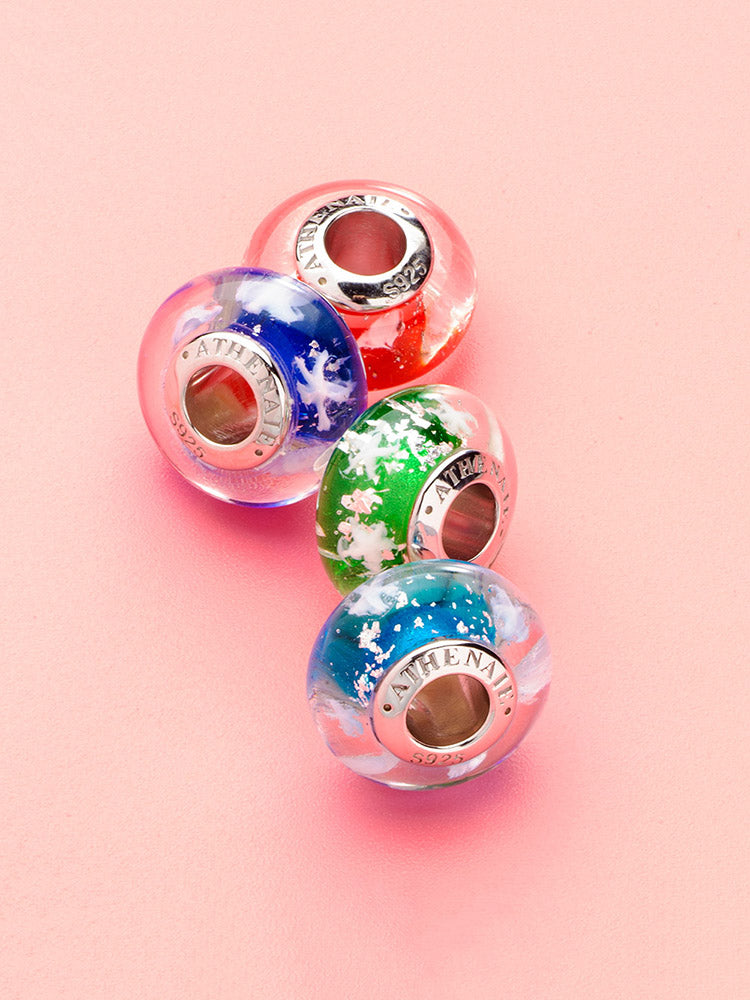 Crystal snowflake Murano glass charm bead bracelet styling