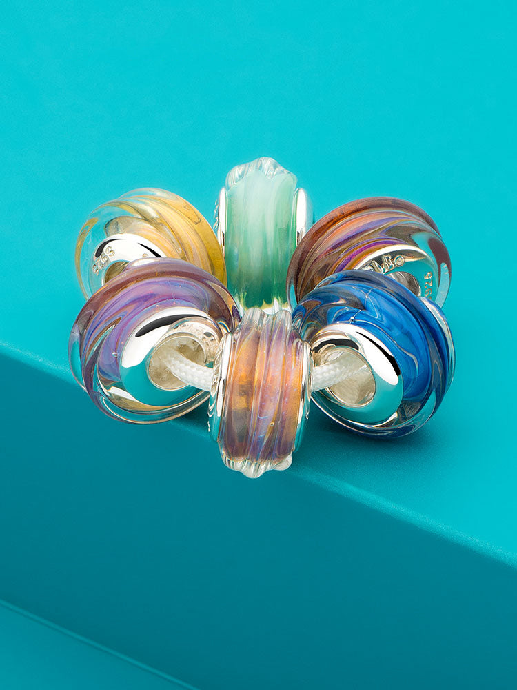 Murano glass sunset swirl charm bead bracelet styling