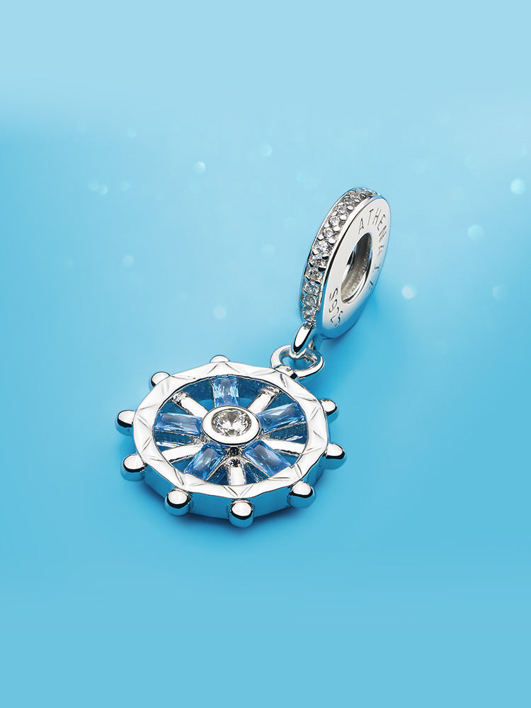 Nautical ship wheel charm on bracelet