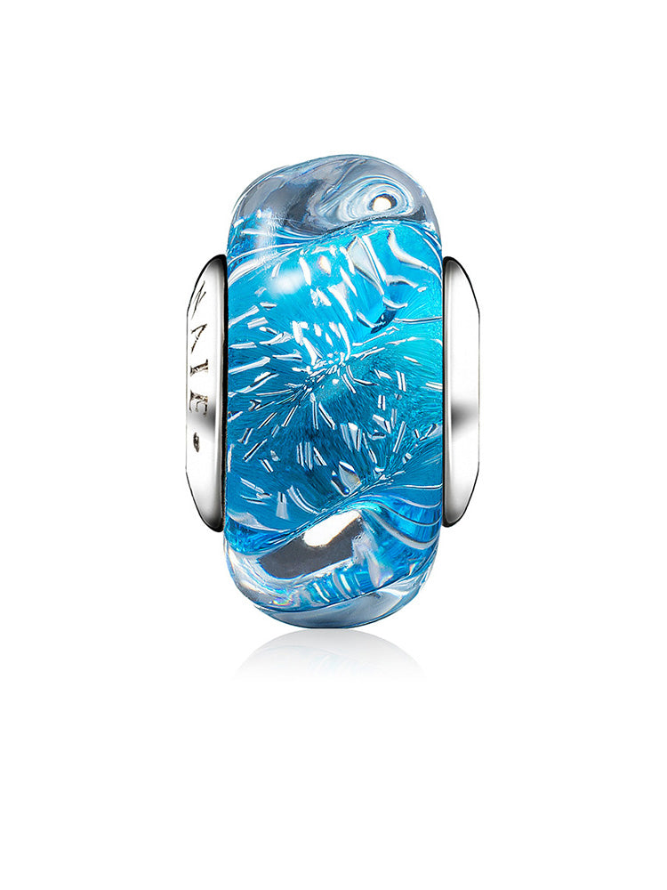Back view of Ocean Breath Murano glass bead charm with silver core by ATHENAIE