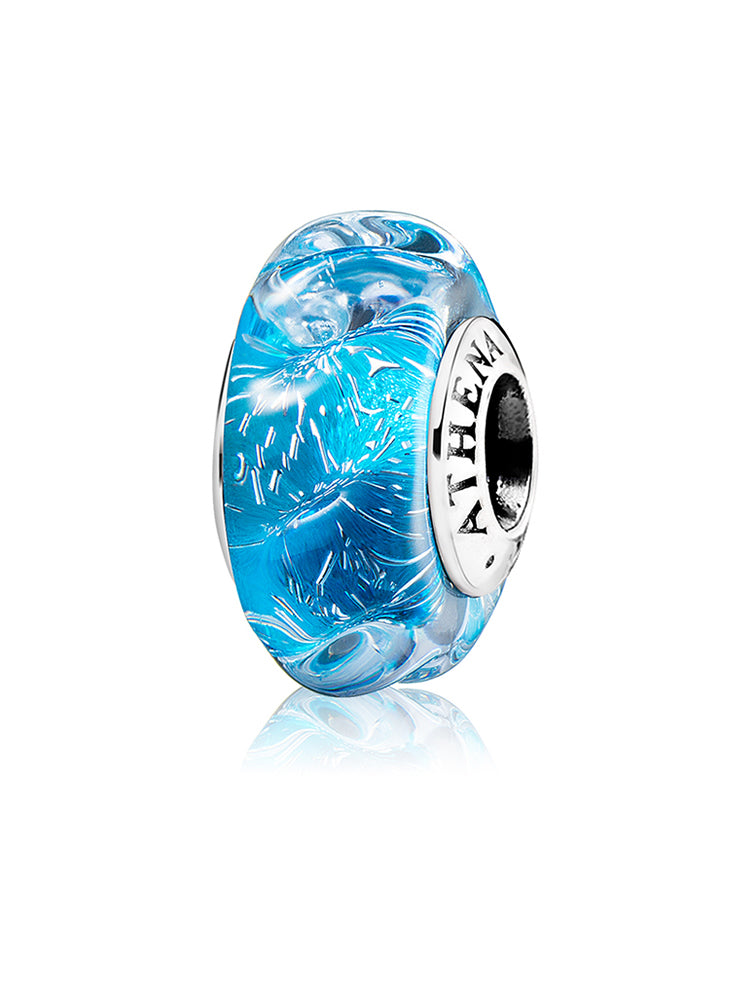 Ocean Breath Murano glass bead charm with 925 silver core by ATHENAIE