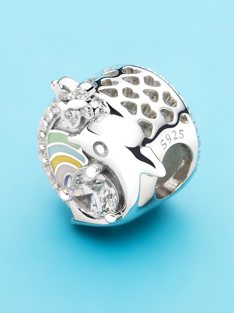 Ocean dolphin charm bead on bracelet