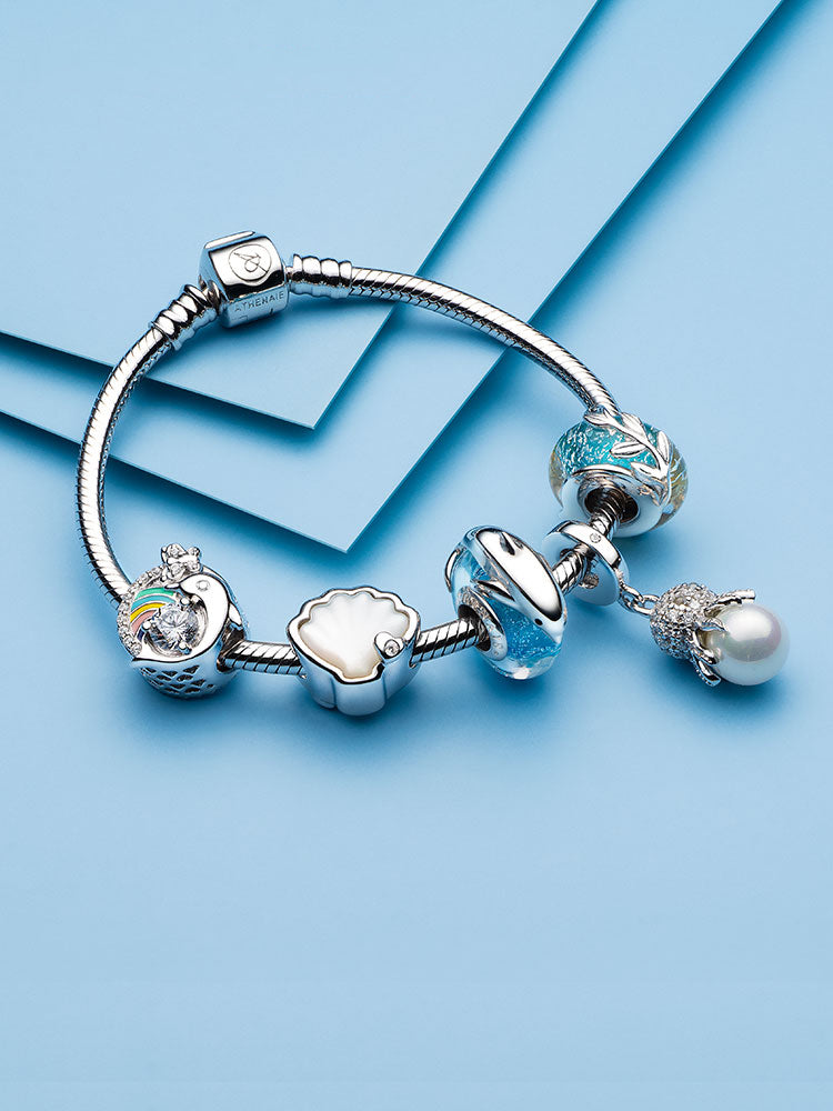 Olive leaf Murano glass charm bead bracelet style