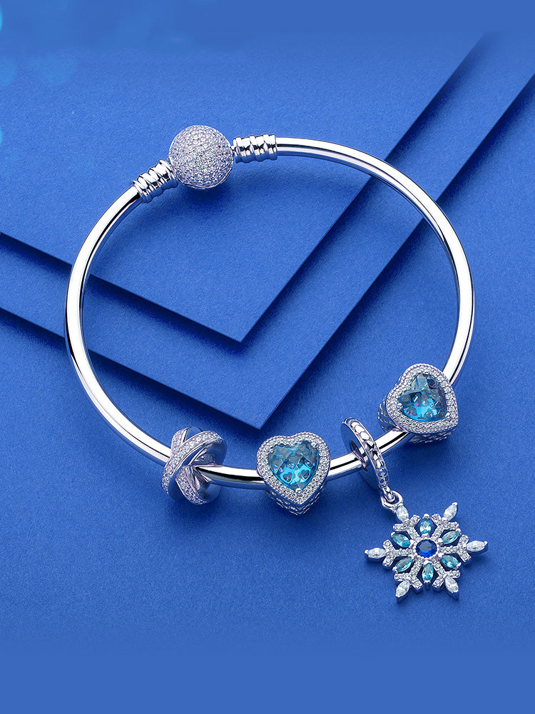 Flat view of opal heart 925 sterling silver charm bead