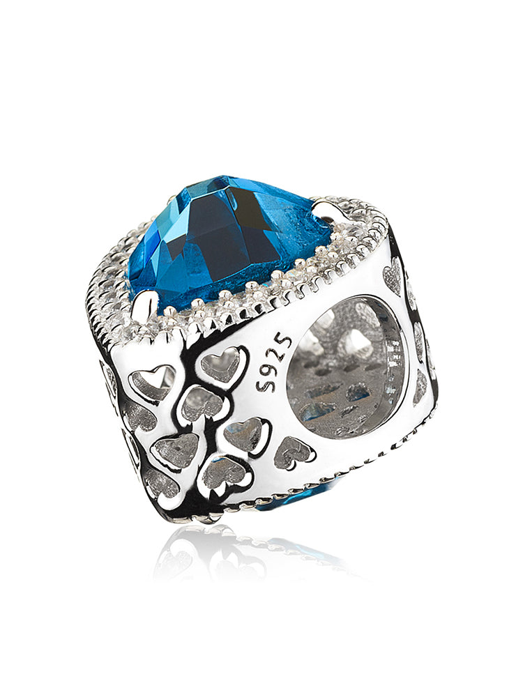 Opal heart charm bead styled on European charm bracelet