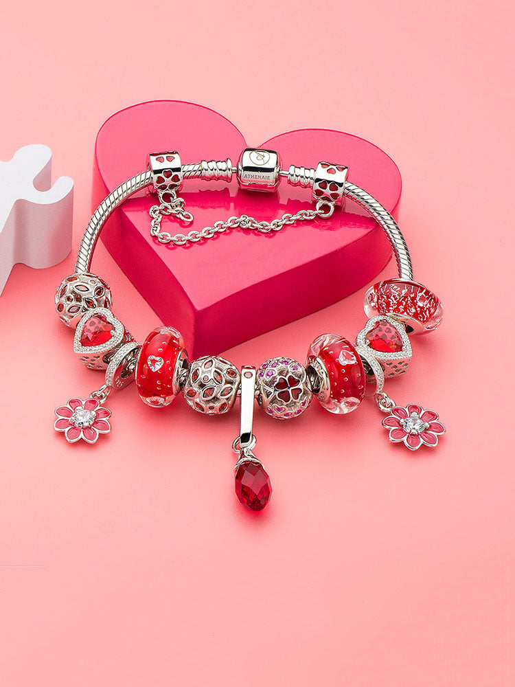 Passion heart charm bead styled on sterling silver charm bracelet