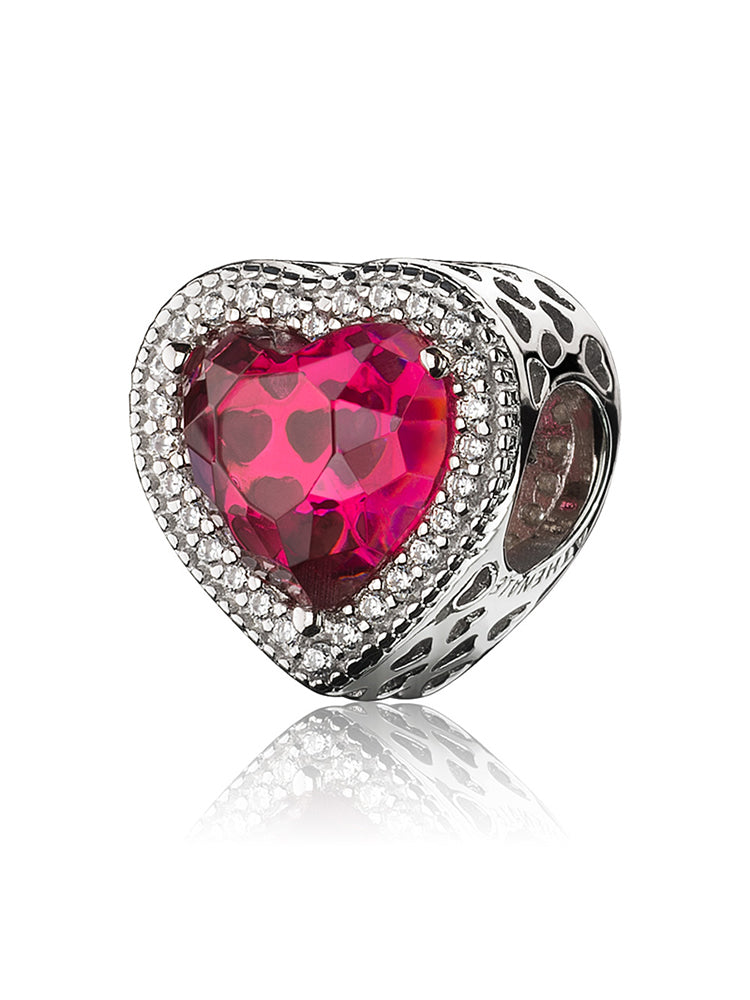 Passion heart charm bead in 925 sterling silver with sparkling stones by ATHENAIE