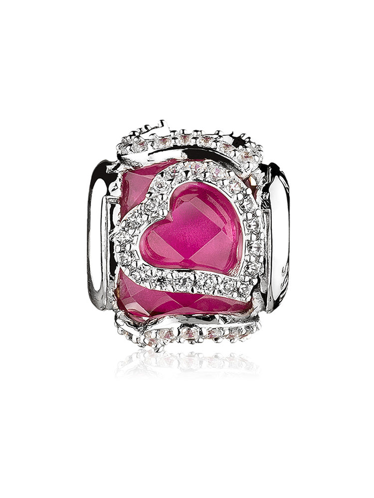 Red CZ Love 925 sterling silver charm by ATHENAIE