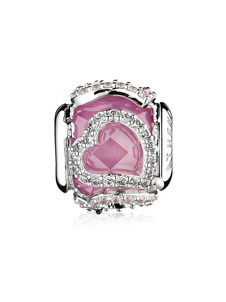 Pink CZ Love 925 sterling silver charm by ATHENAIE