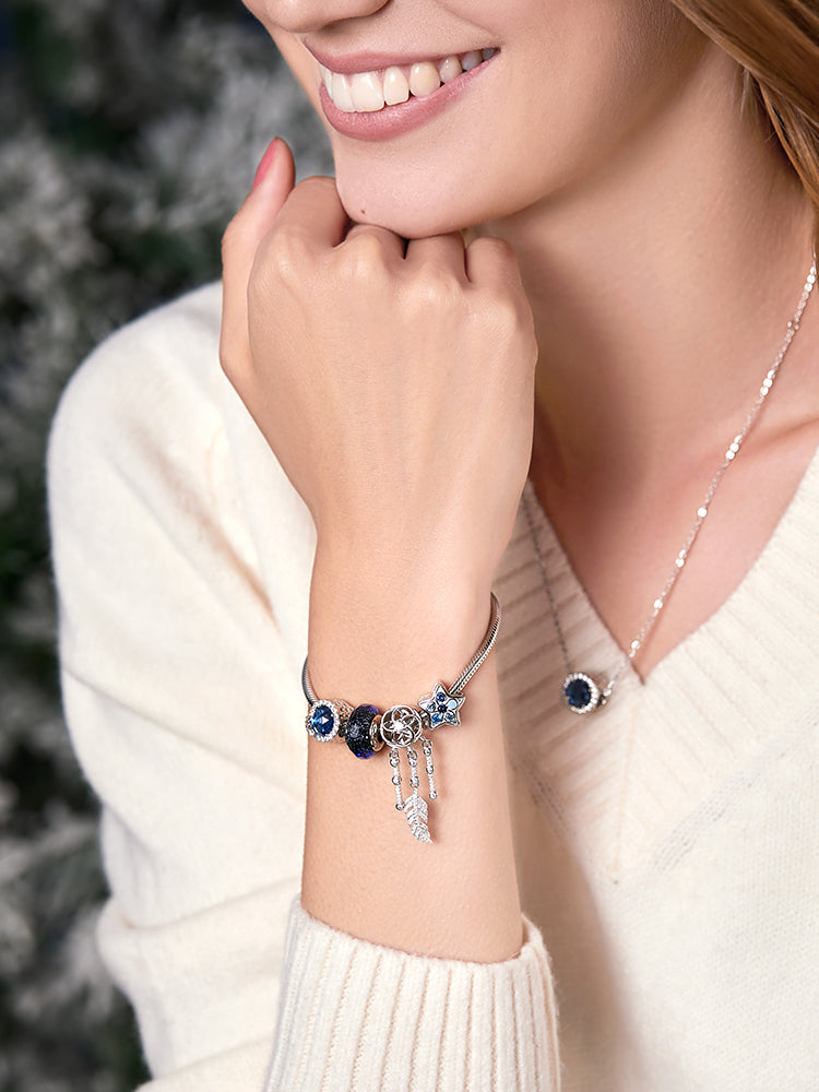 Night sky inspired blue star charm for bracelet styling