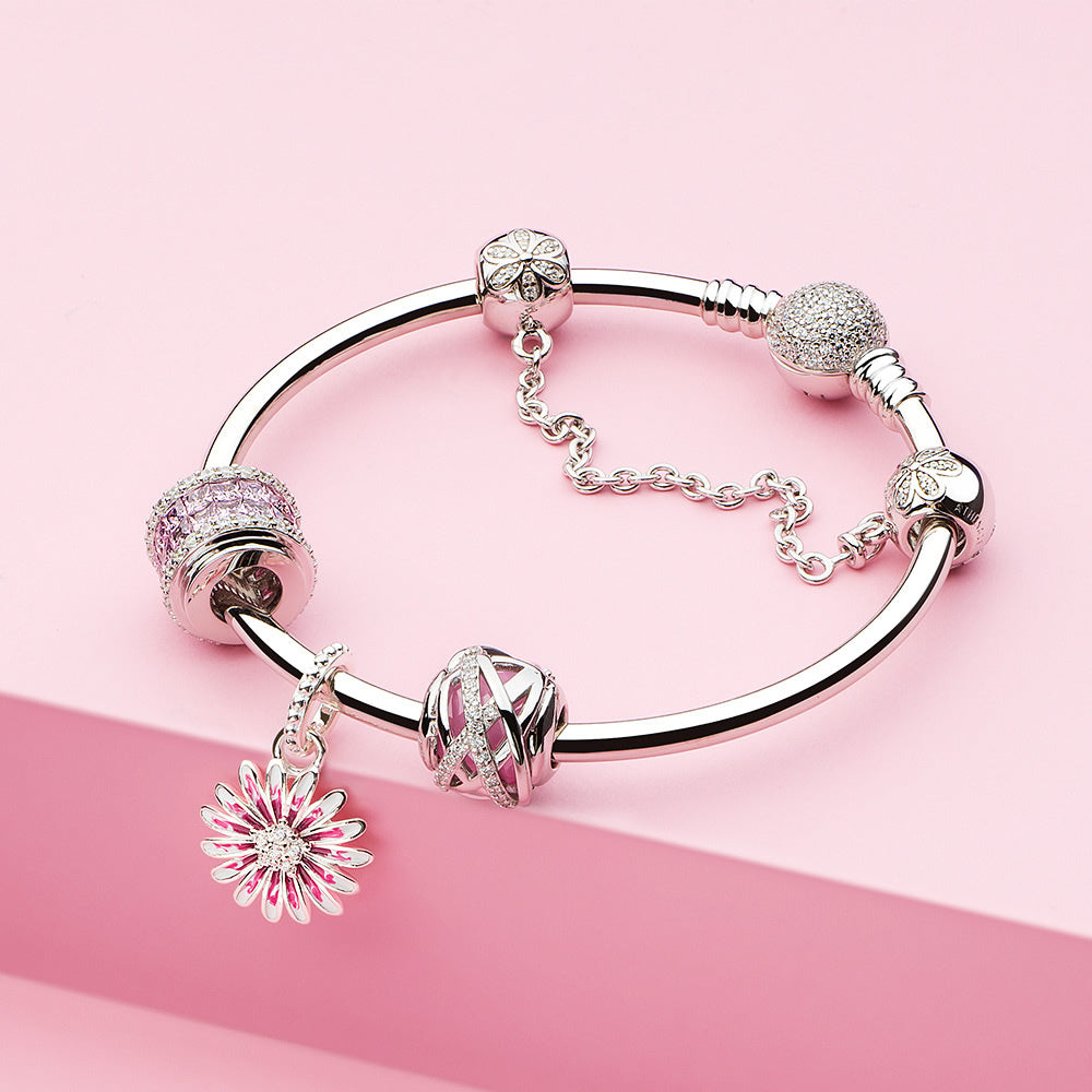 Clear CZ Flower   Safety Chain