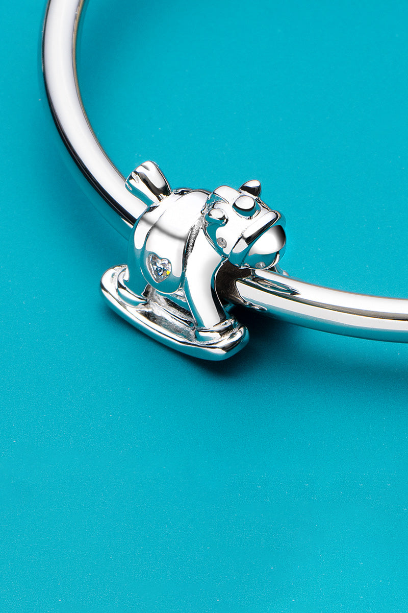 Rocking horse charm bead styled on bracelet