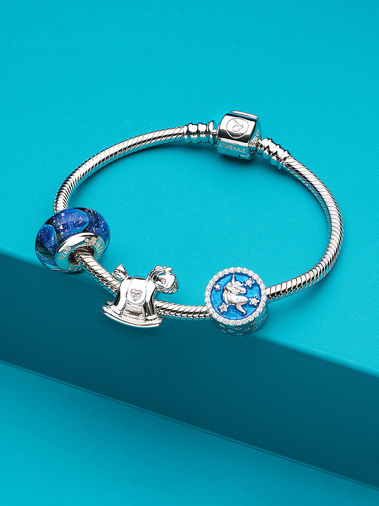 Sterling silver rocking horse charm for bracelet styling