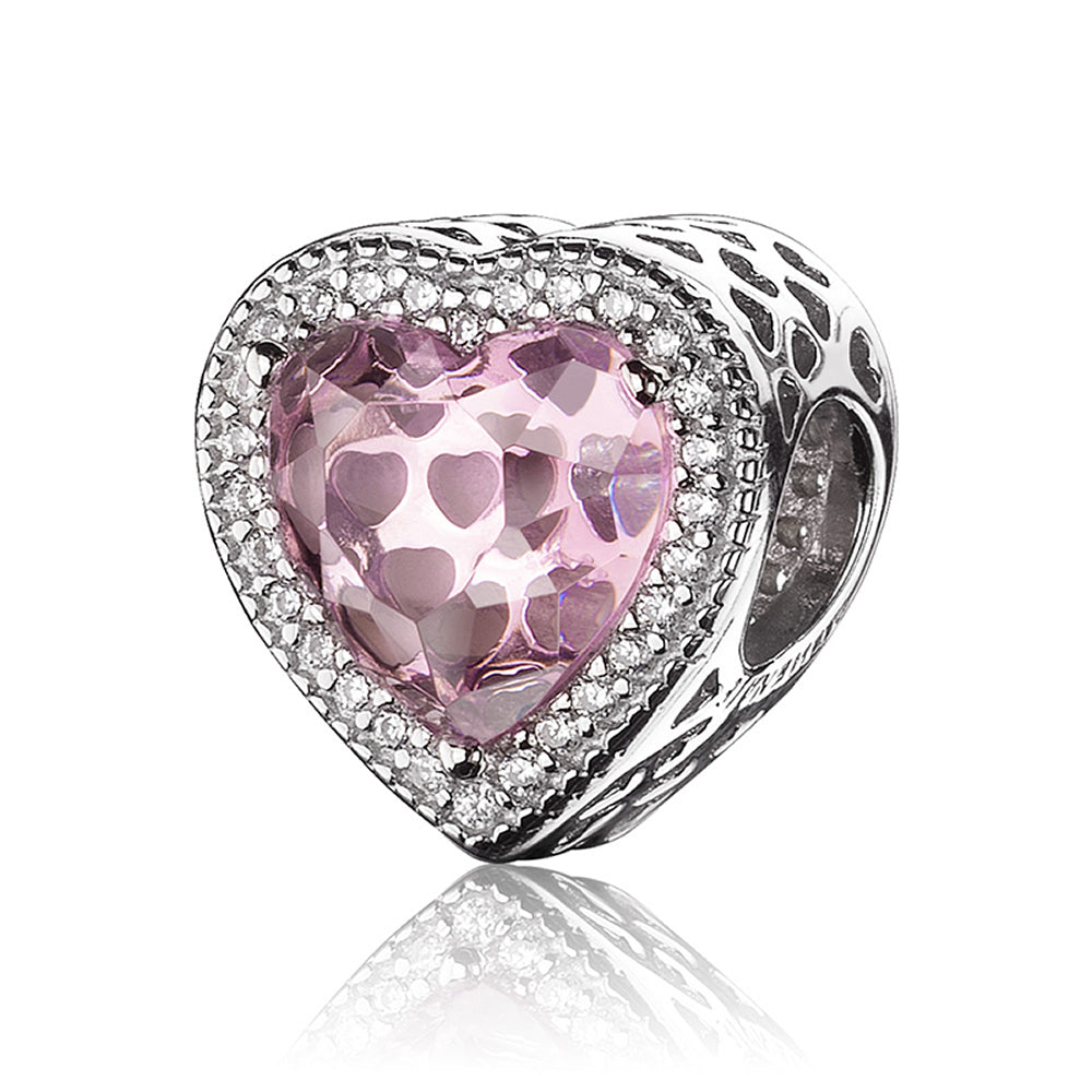 Pink Heart Shaped Openwork Charm