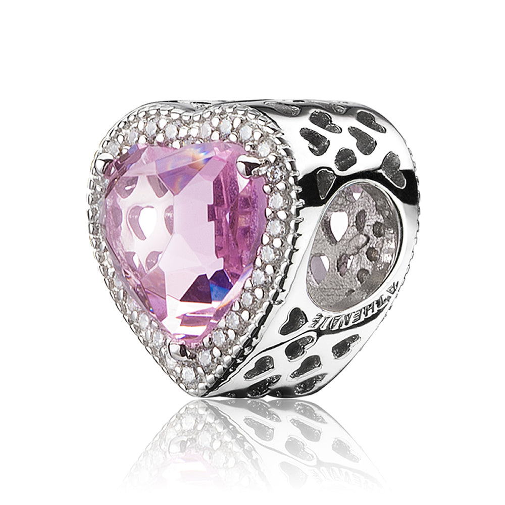 Pink Heart Shaped Openwork Charm