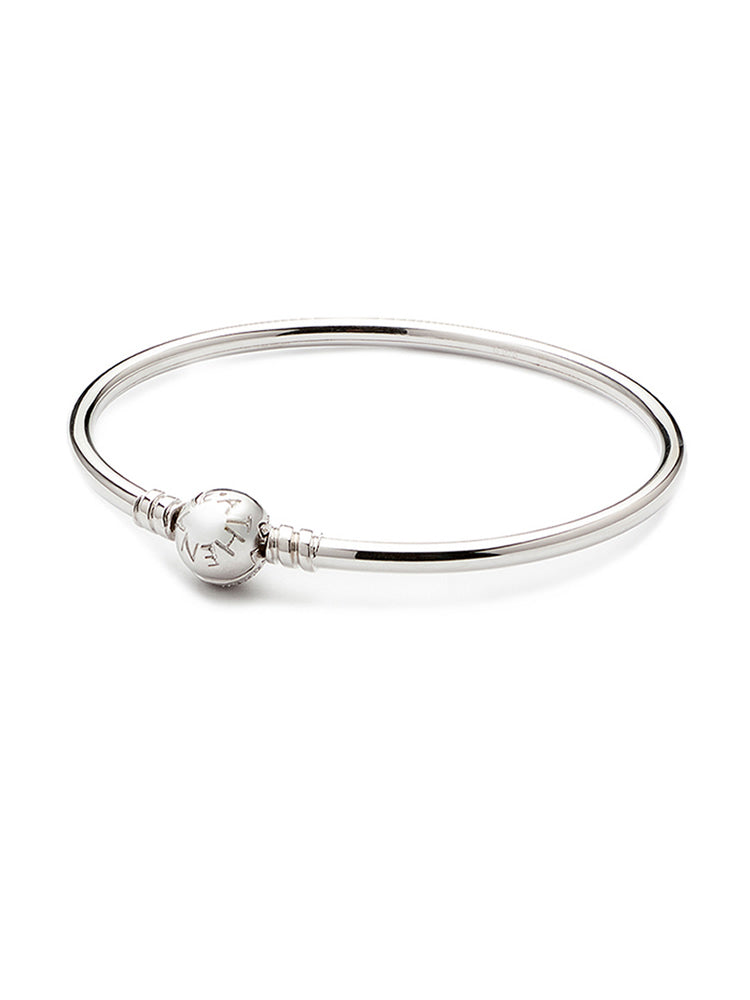 sterling silver pave clasp charm bangle bracelet back view