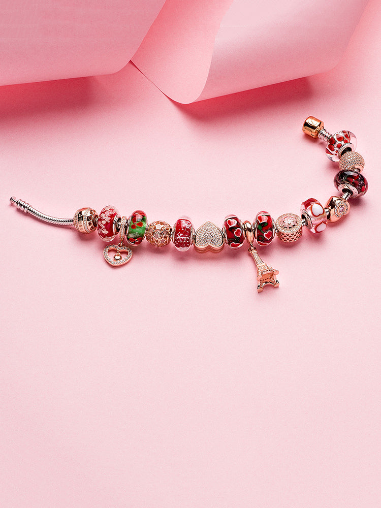 CZ pave heart charm bracelet bead by ATHENAIE