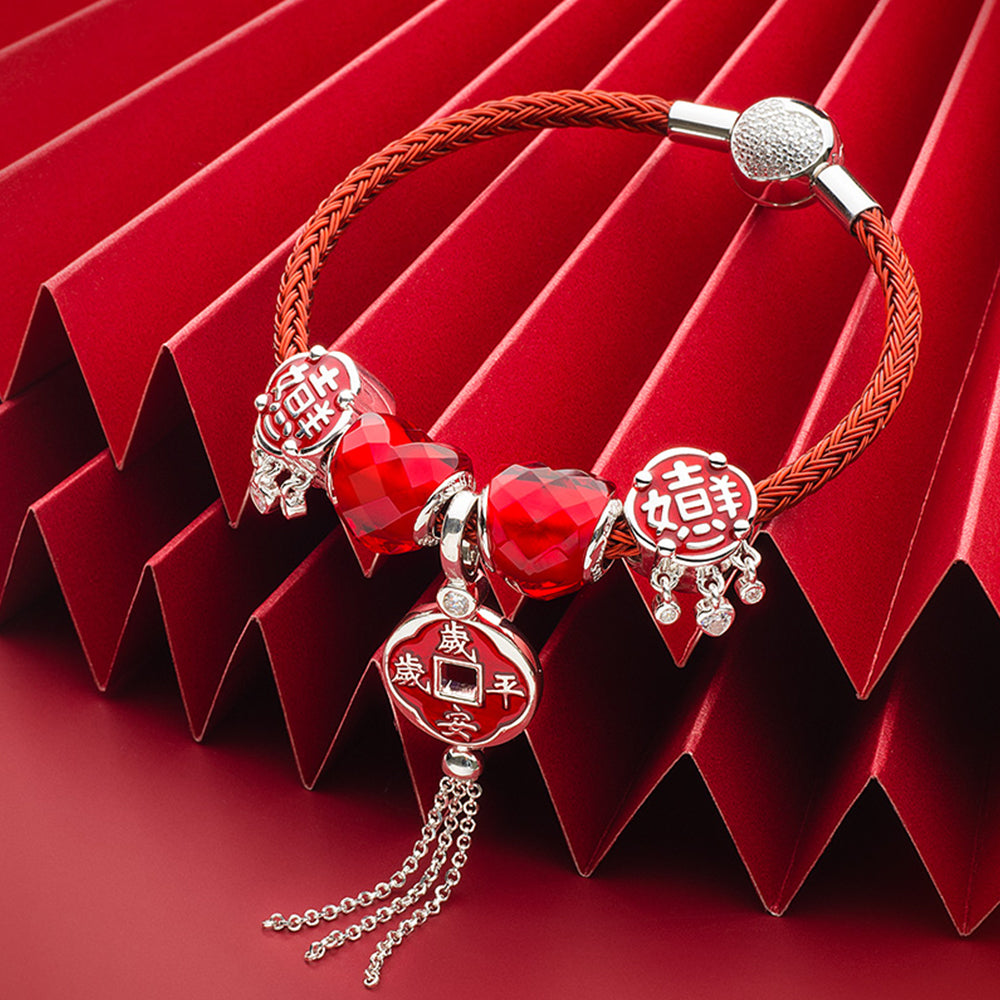 Peace Tassel 925 silver charm paired with ATHENAIE bracelet