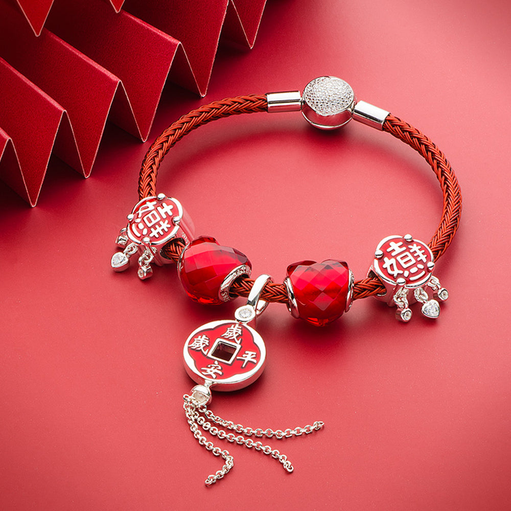 925 silver Peace Tassel charm with European style bracelet combination