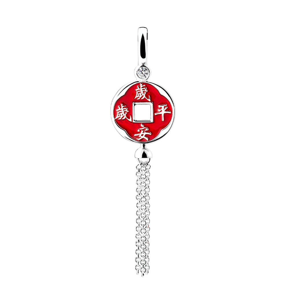 eace Tassel 925 silver charm front view for bracelets