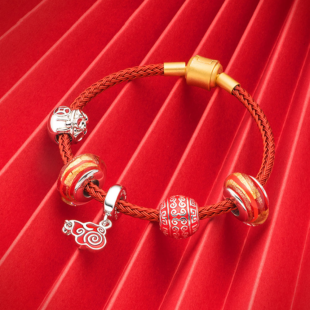 Peaceful Luck enamel charm bead styled with European bracelet.