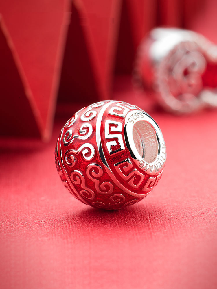 Peaceful luck enamel charm bead styled on European charm bracelet