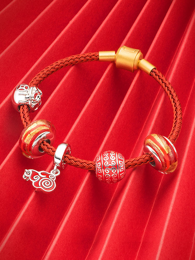 Peaceful luck enamel charm bead compatible with European charm bracelets