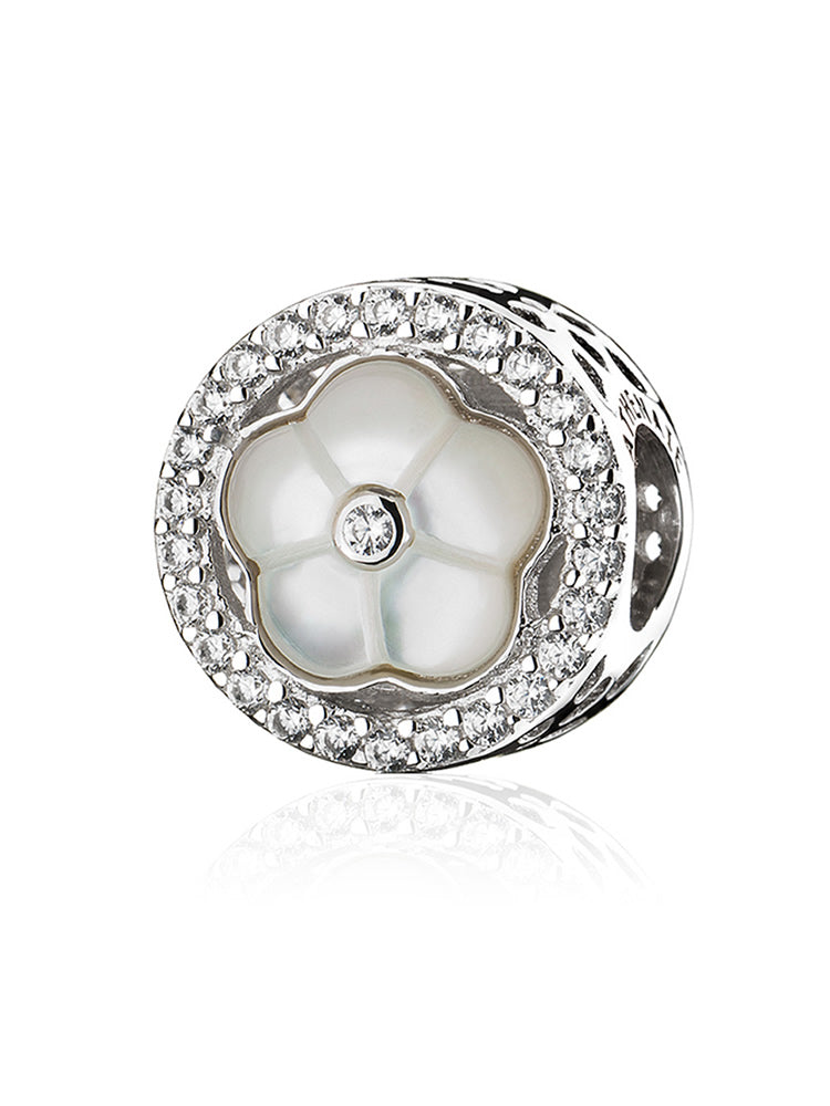 Pearl blossom charm bead in 925 sterling silver by ATHENAIE
