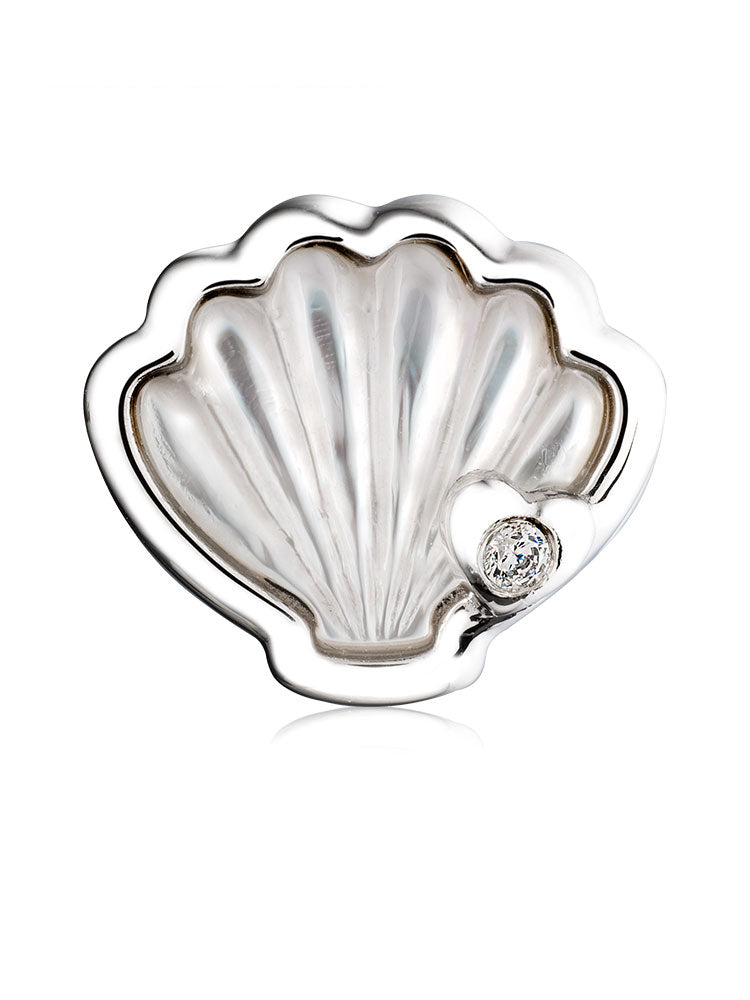 Pearl shell sterling silver charm bead front view