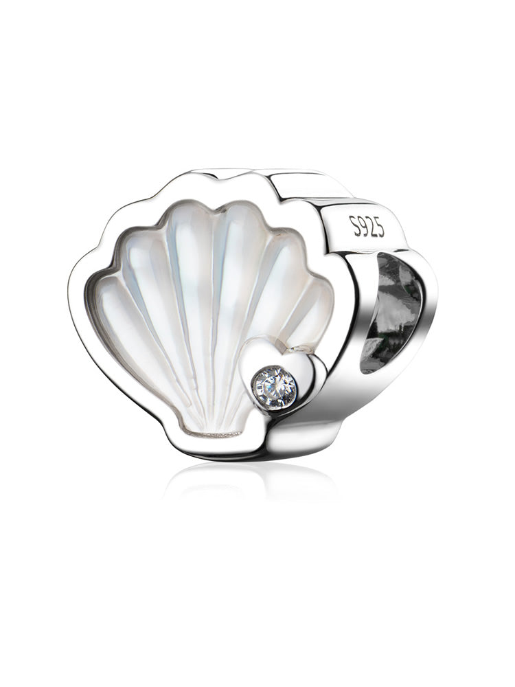 Pearl shell sterling silver charm bead side view