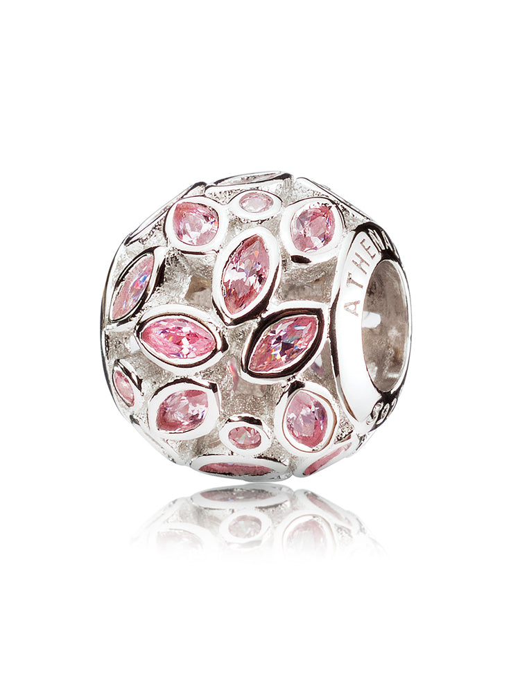 Petal Kiss pink CZ charm bead in 925 sterling silver by ATHENAIE