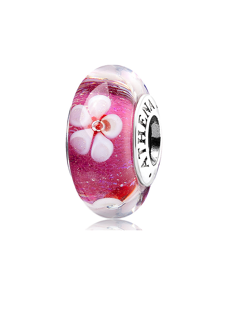 Petal shine murano glass charm with 925 sterling silver core by ATHENAIE
