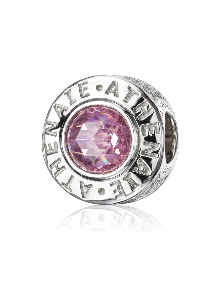 Pink crystal charm bead in 925 sterling silver by ATHENAIE