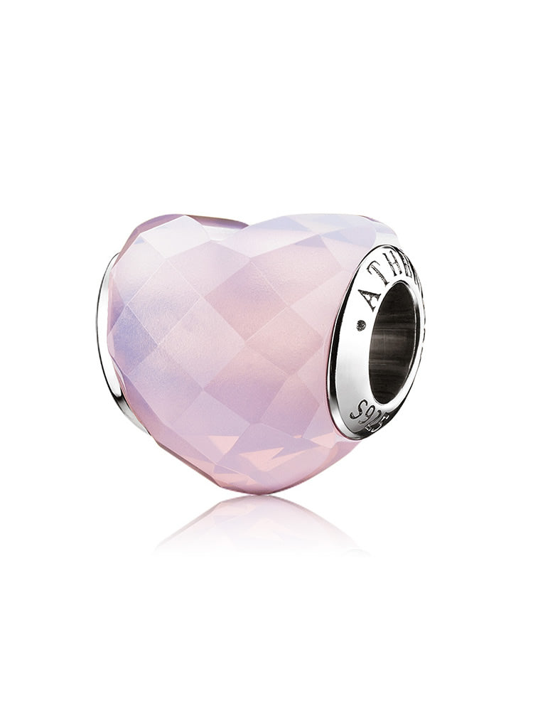 Pink crystal heart Murano glass charm bead by ATHENAIE