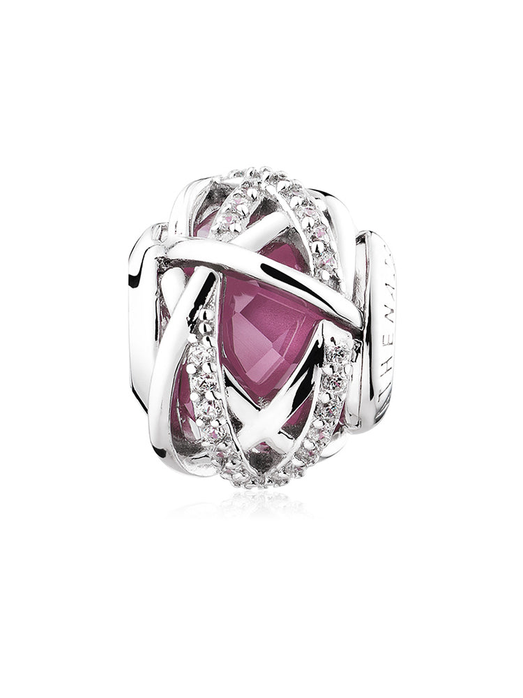 Pink Embrace charm bead crafted in 925 sterling silver with pink detailing