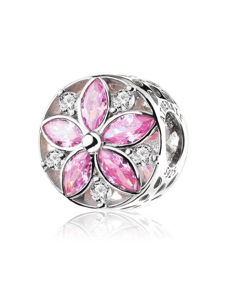Pink radiance charm bead in 925 sterling silver by ATHENAIE