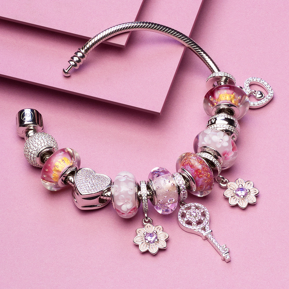 Bracelet styled with Pink Stardust Murano glass charm