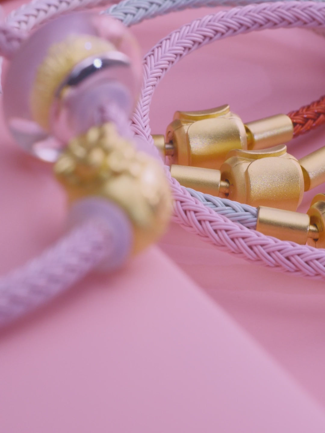 Wire Charm Bracelet with Gold Color Clasp