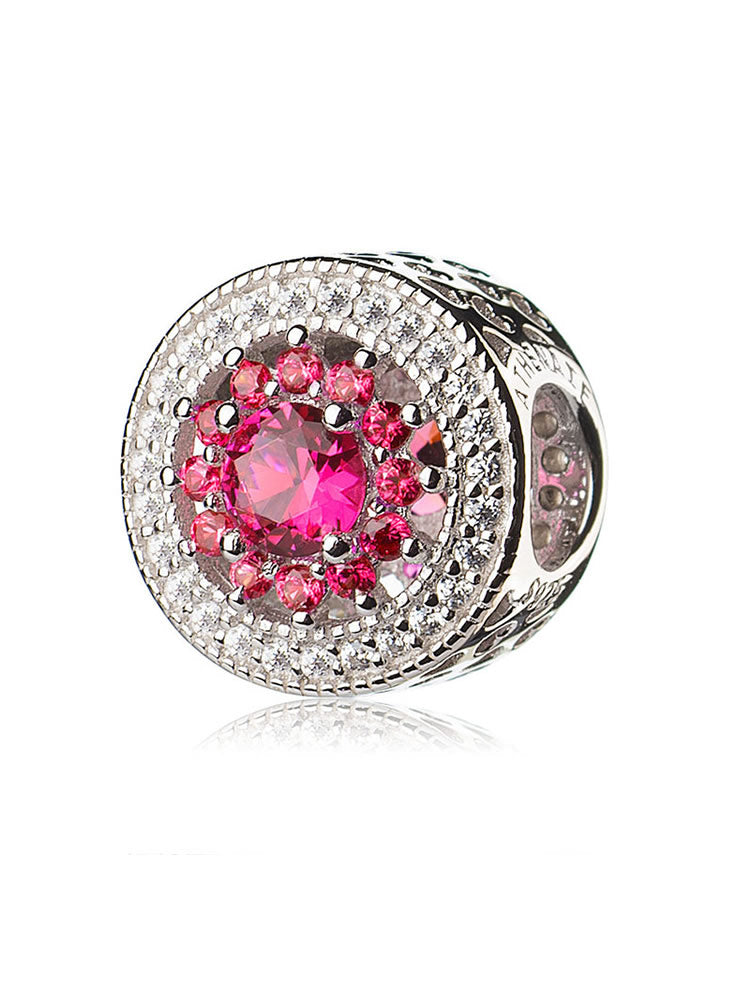 Radiant Love heart charm bead in 925 sterling silver with sparkling stones by ATHENAIE