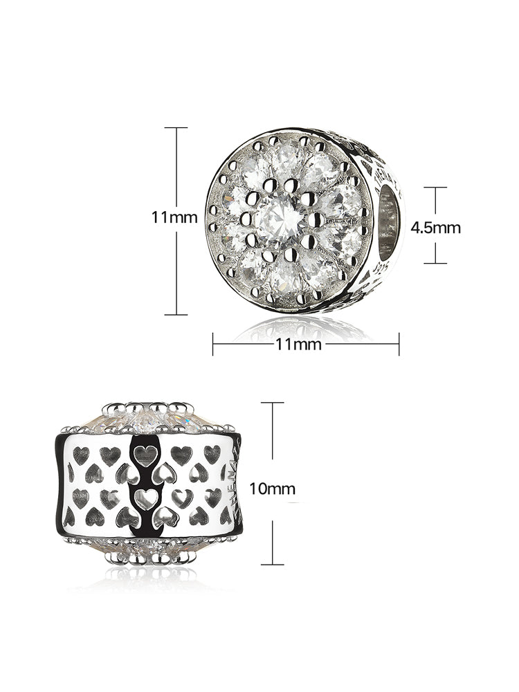 Radiant Petal 925 sterling silver charm bead size details by ATHENAIE