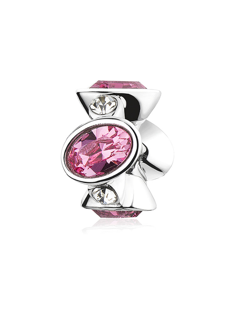 Radiant rose CZ charm bead in 925 sterling silver by ATHENAIE