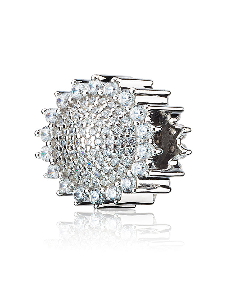 Radiant Sunflower CZ charm bead in sterling silver by ATHENAIE
