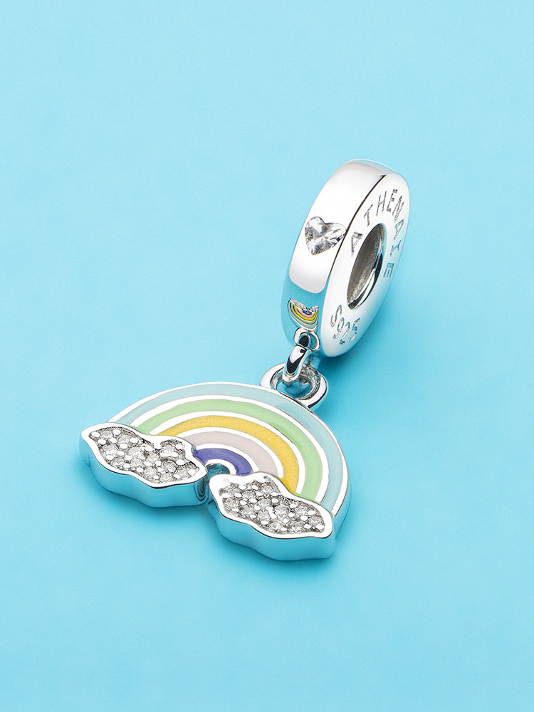 Rainbow dangle charm bead on bracelet