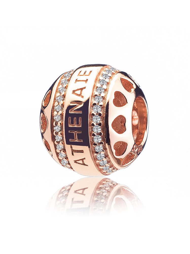 Rose gold plated heart charm bead in sterling silver by ATHENAIE