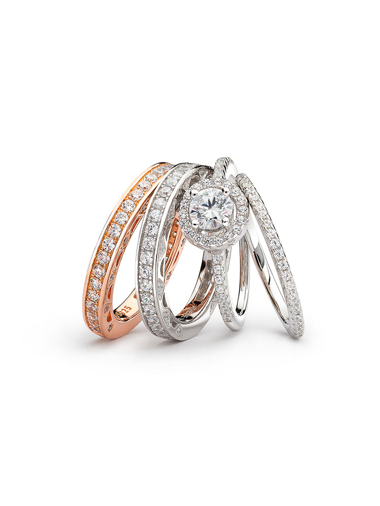 Rose gold heart pavé band ring