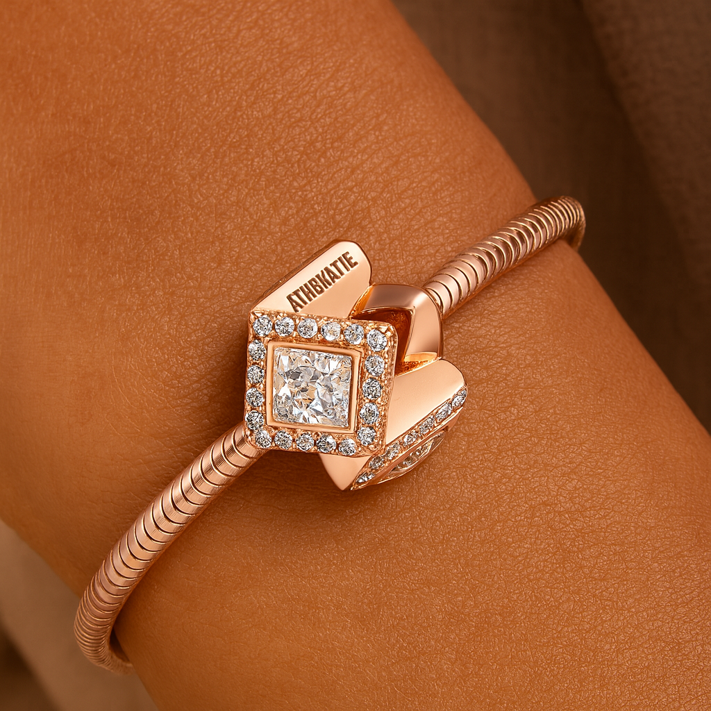 Rose Harmony charm bead rose gold 925 silver bracelet model wearing