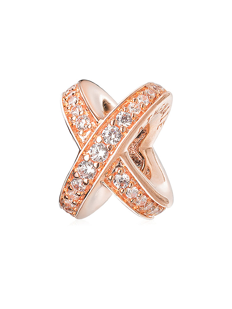 Rose infinity charm bead side view in 925 sterling silver by ATHENAIE