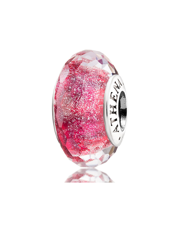 Rose radiance murano glass charm with 925 sterling silver core by ATHENAIE
